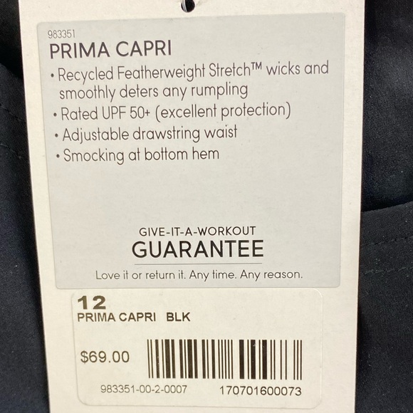 Athleta Prima Capri Black size 12 NWT - Picture 15 of 16